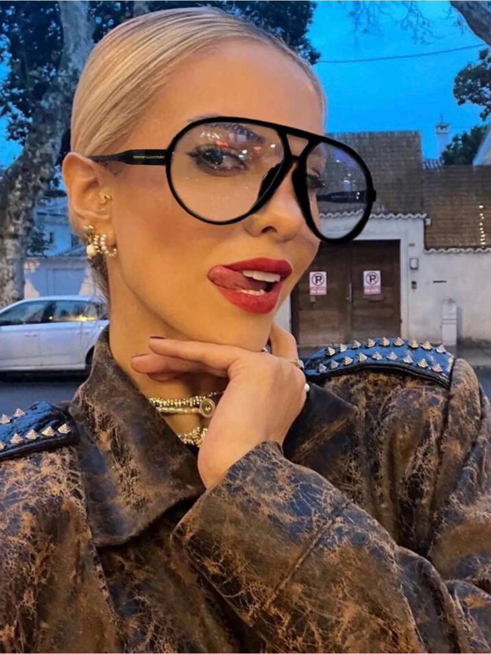 Oversized Black Aviator Fashion Sunglasses - Women Accessories